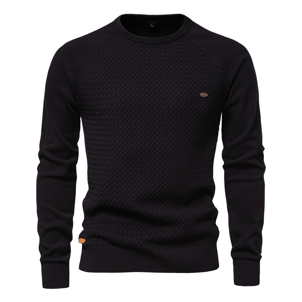 TK Suéter de algodón para hombre, otoño/invierno, suéter de punto, jersey, color liso, manga raglán