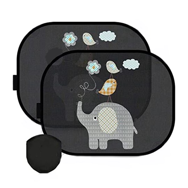 Sombrilla de Sol para Coche con Protección UV para Bebés y Niños Diseño de Animales Adorables Set de 2 Tamaño 44 x 36 cm