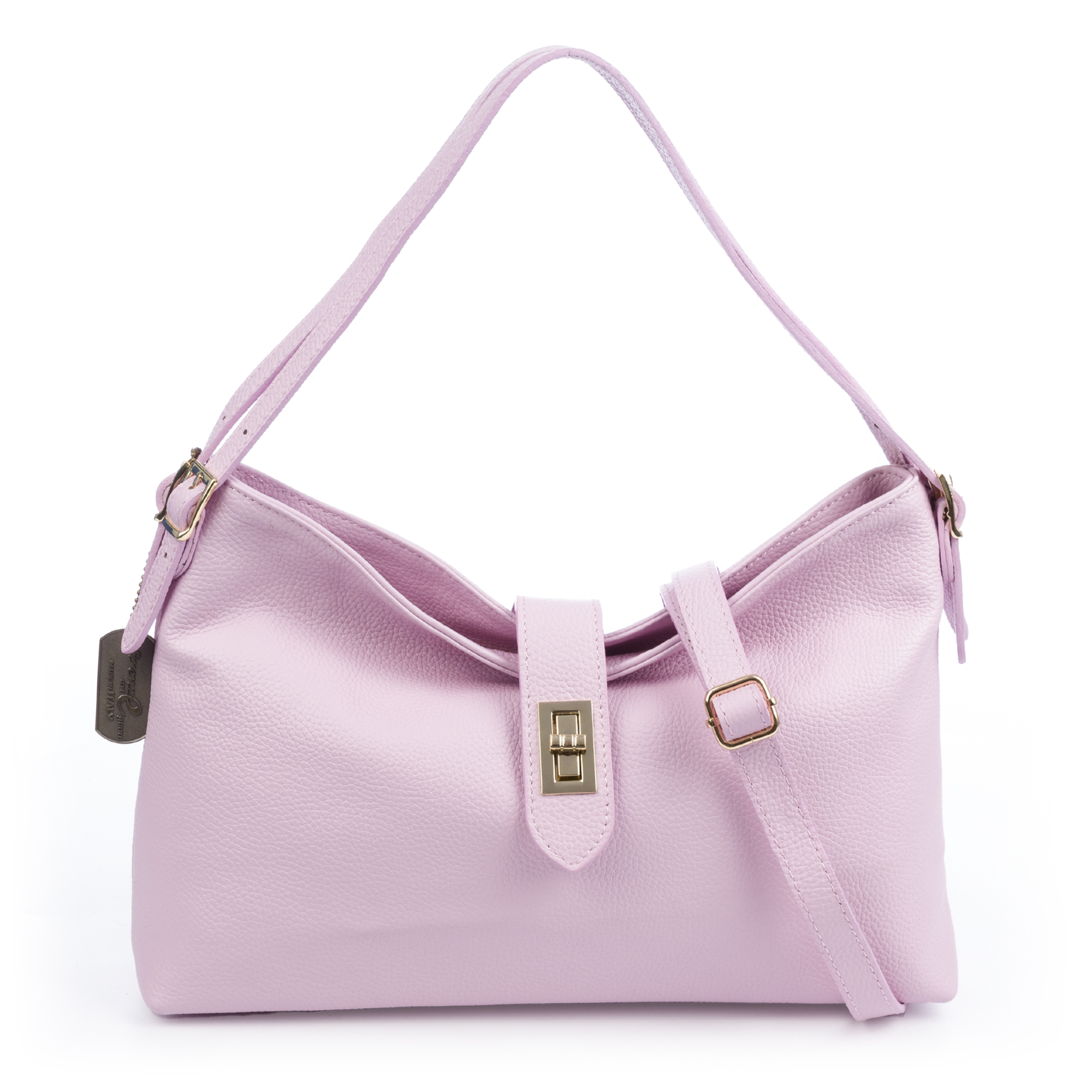 FIRENZE ARTEGIANI Bedollo Bolso de hombro Mujer. Piel auténtica Dollaro. Fabricado en Italia 37x11x22,5 Cm. Color: Rosa Claro