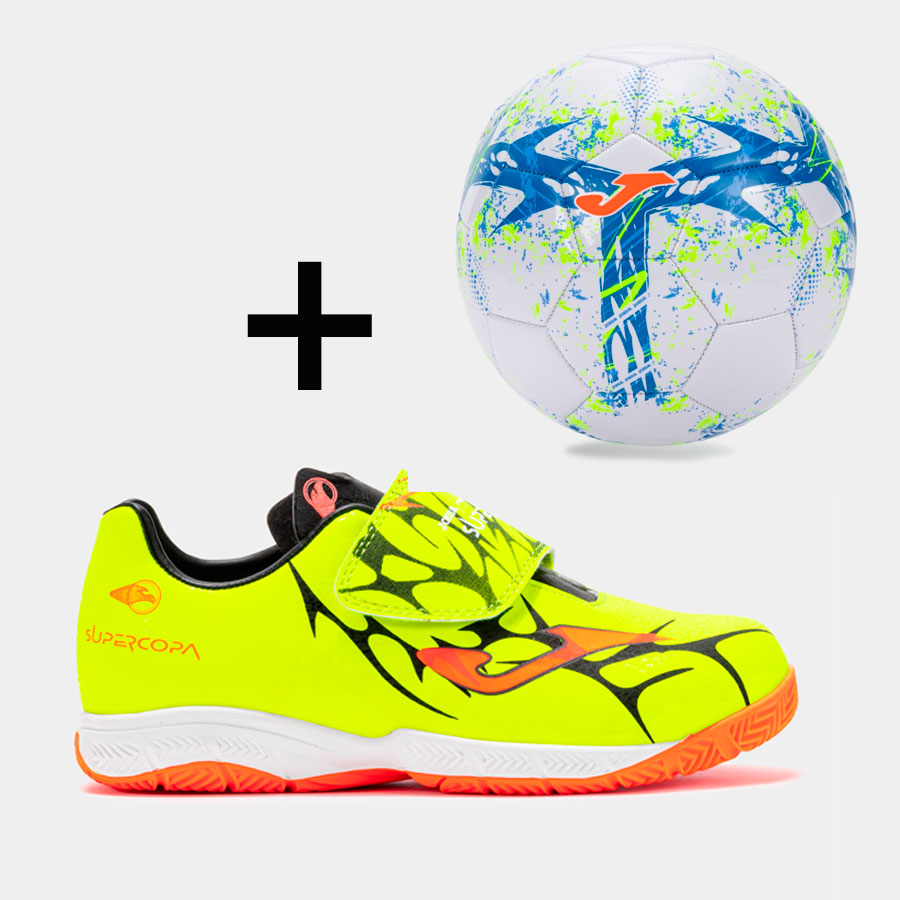 Zapatillas Futbol Sala Joma Super Copa JR 2509 Amarillo Indoor + Balón de Futbol 106106  Calzados DEPORTES FUTBOL-SALA Joma MARCAS