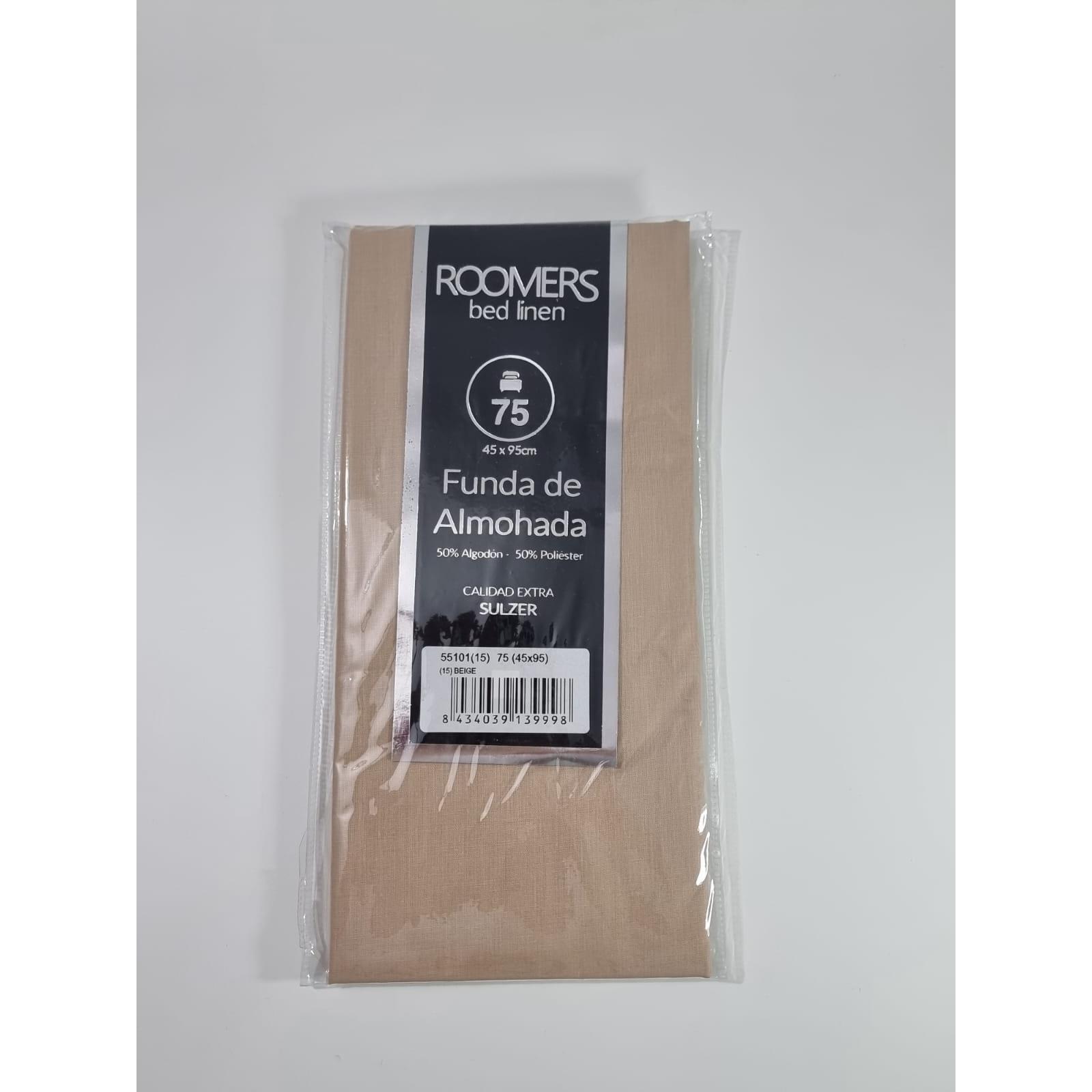ROOMERS - Funda de almohada 45x95 cm para cama de 75 cm, fabricada con 50% algodón y 50% poliéster, color beige o azul celeste, acabado premium Sulzer