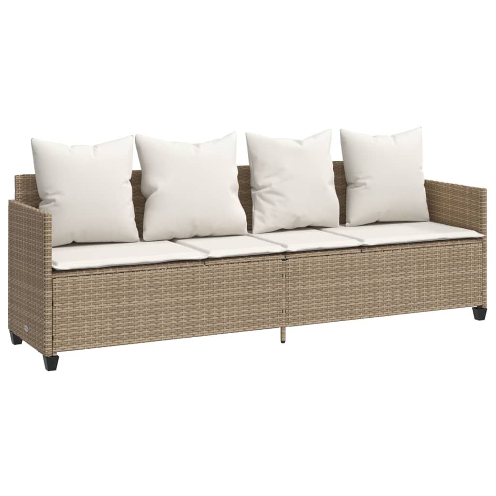 Vidaxl Tumbona de Ratán Sintético con Cojines, Color Negro y Crema