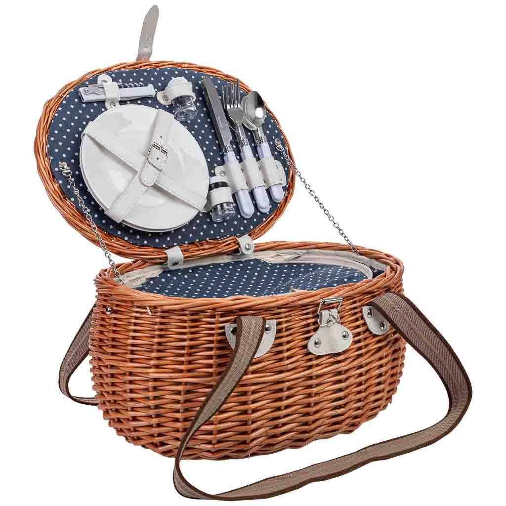 Wonderlust Deco - Cesta de picnic 2 servicios 40 x 28 x 22h cm Azul marino 40x28x22h cm