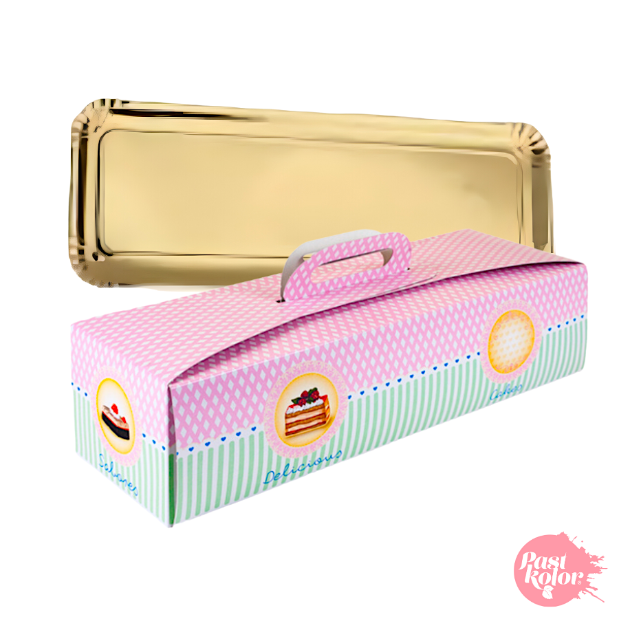 Glotomania Bandeja Dorada + Caja para Brazo de Gitano - 35,5 X 13 Cm