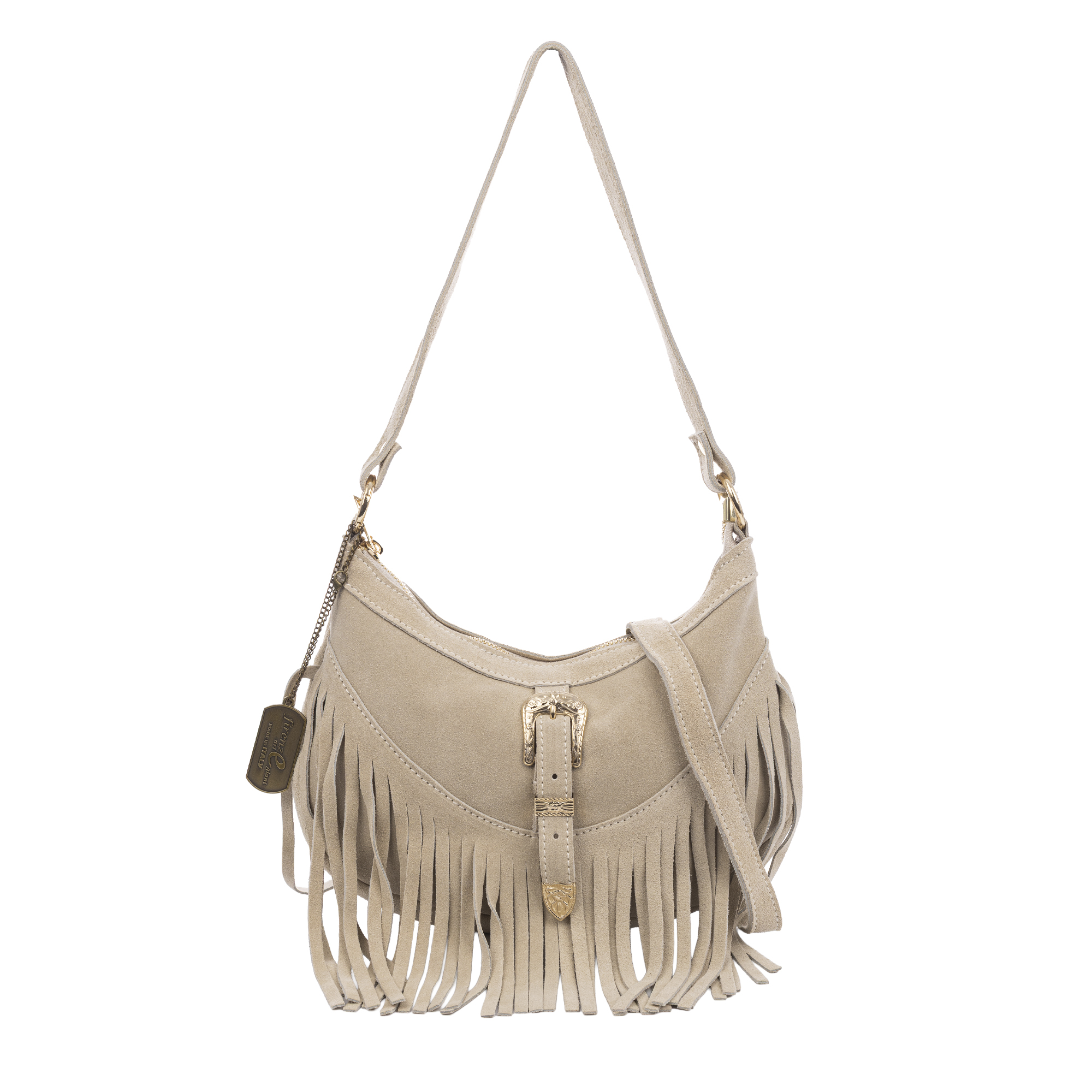 Barlassina bolso bandolera Mujer. Piel auténtica Gamuza, con flecos.
