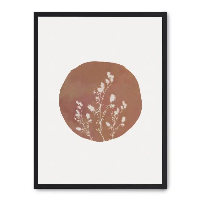 Lámina con marco negro BLOOM CIRCLE 21x30 cm, Póster impreso en papel de primera calidad de 180gr, montado sobre marco de madera MDF acabado en negro., Arte - Pinturas