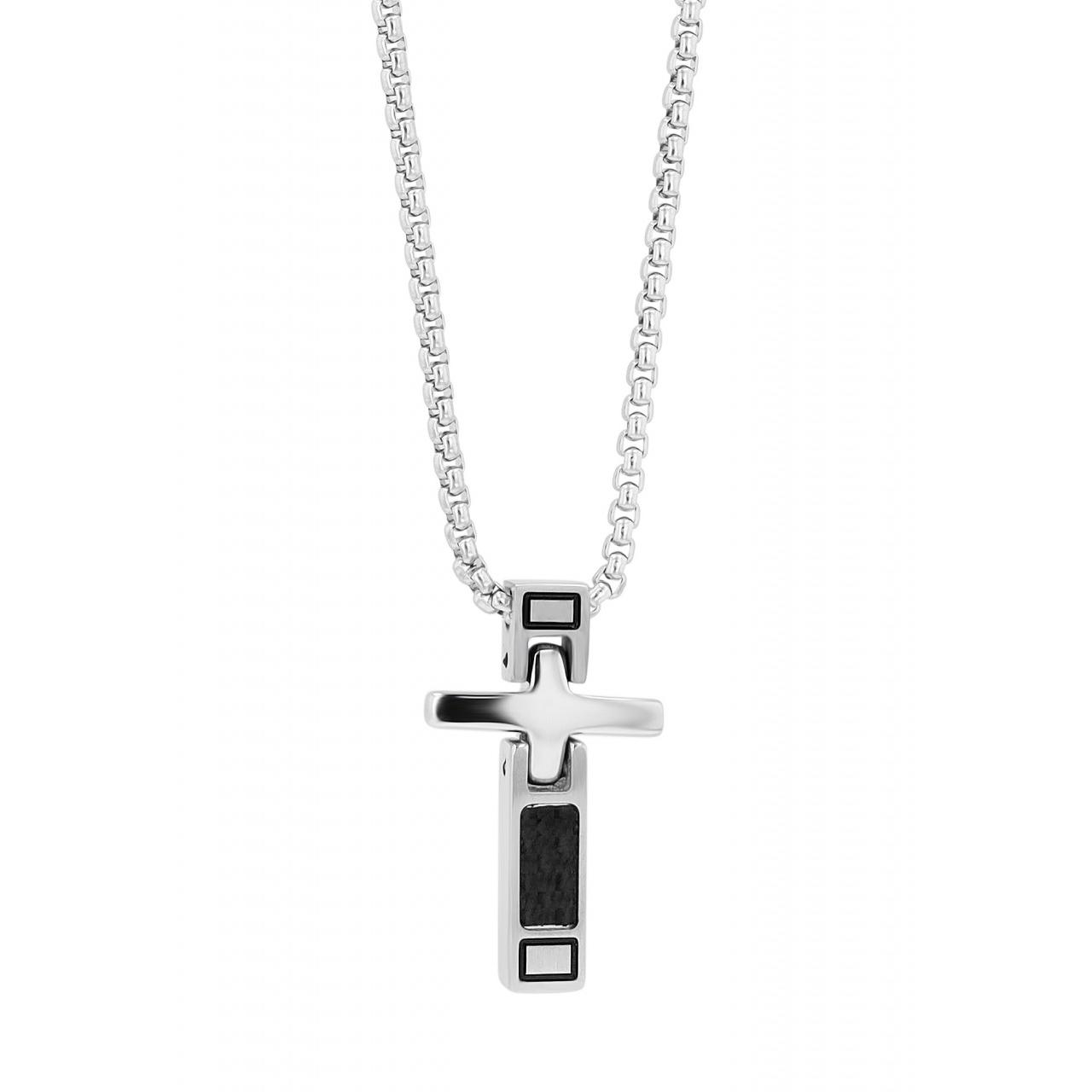 Akzent® Collar Cruz Prateado em Aço Inoxidável - 0488