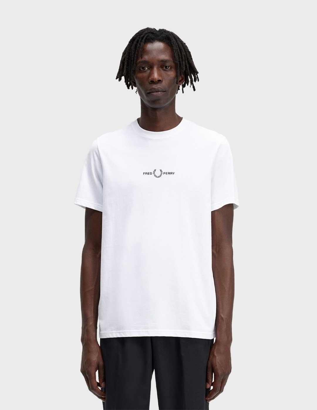 Fred Perry Embroidered camiseta blanca para hombre