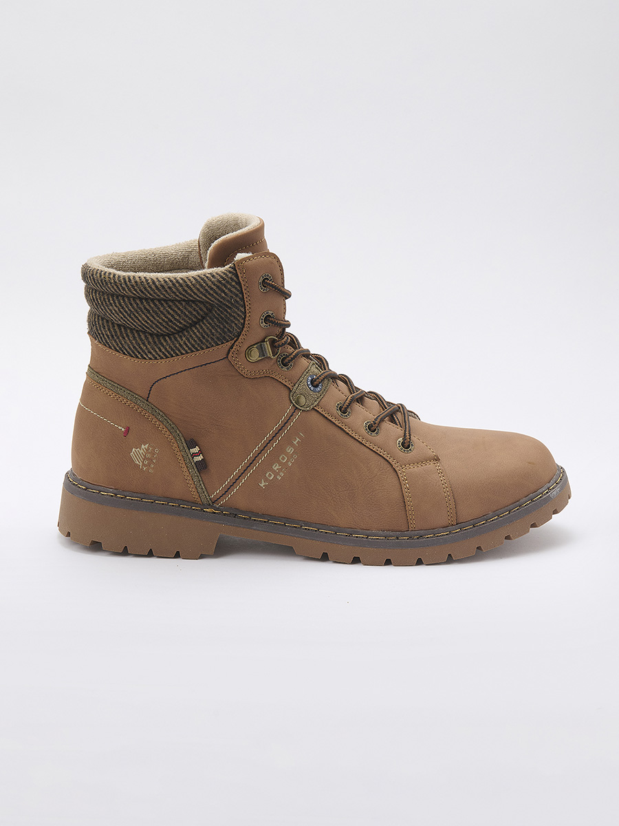 Koroshi - Botas de montaña para hombre caña alta con cordones, exterior sintético y textil, forro 100% textil, marrón