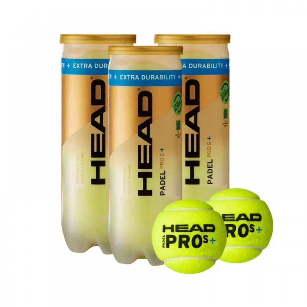 Pelota de pádel HEAD PRO S +, la NUEVA HEAD PRO S +,  Nueva fórmula para el núcleo que mantiene la presión durante más tiempo