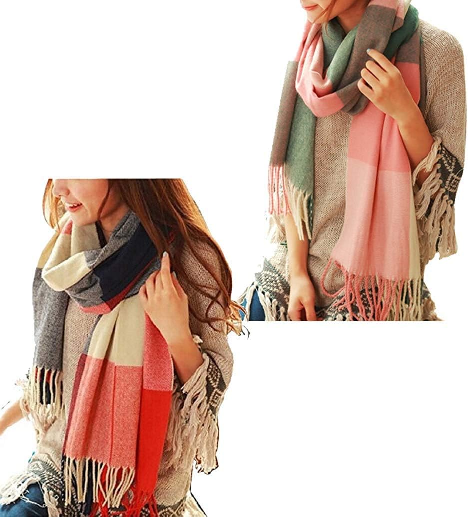 TK Girl Mujeres caliente Mantas Cozy Pashmina bufanda larga tartán enrejado mantón