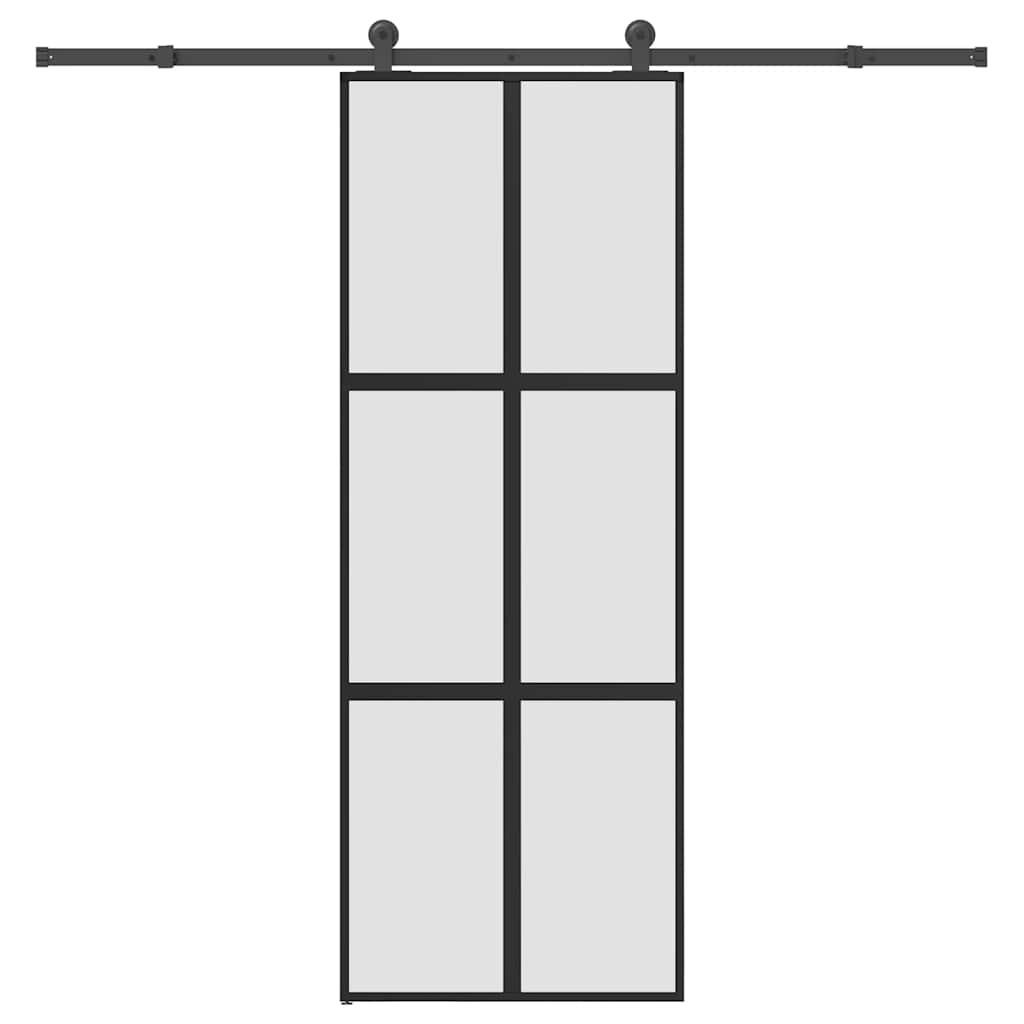 vidaXL Puerta corredera set herrajes vidrio templado aluminio 76x205cm