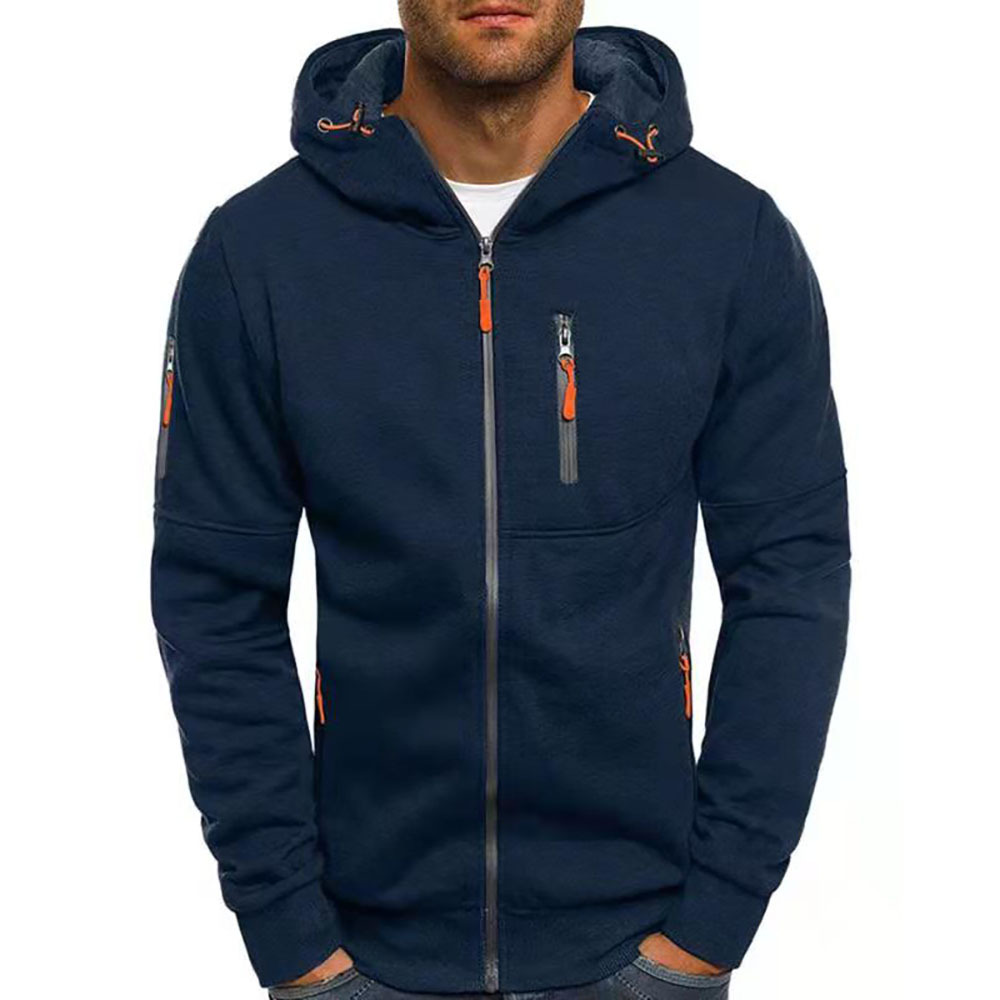 TK Chaqueta deportiva de talla grande para hombre, para otoño e invierno, con cremallera en el brazo, informal, tipo cárdigan, con capucha