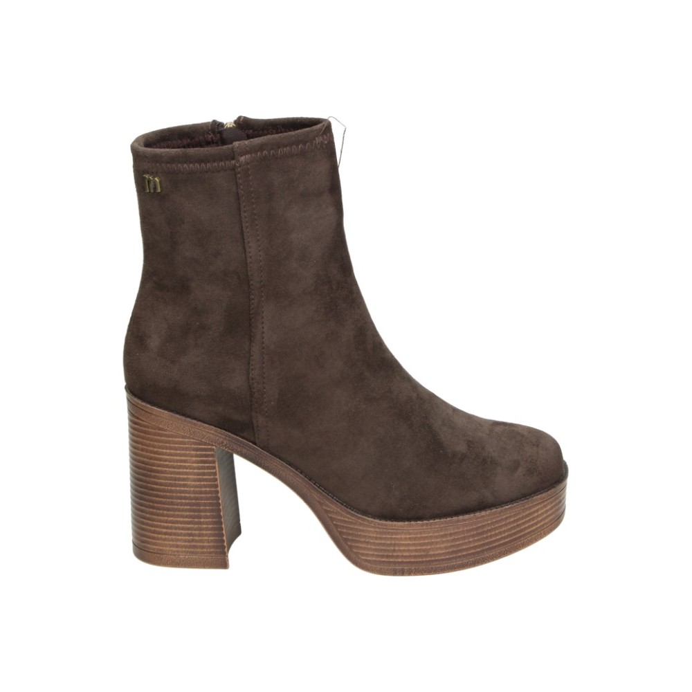 MUSTANG | Botines Mustang MTNG para Mujer – Botín Marrón de Efecto Ante con Tacón Alto, Plataforma, Caña Baja, Punta Redonda y Estilo de Moda Joven – Modelo 56353