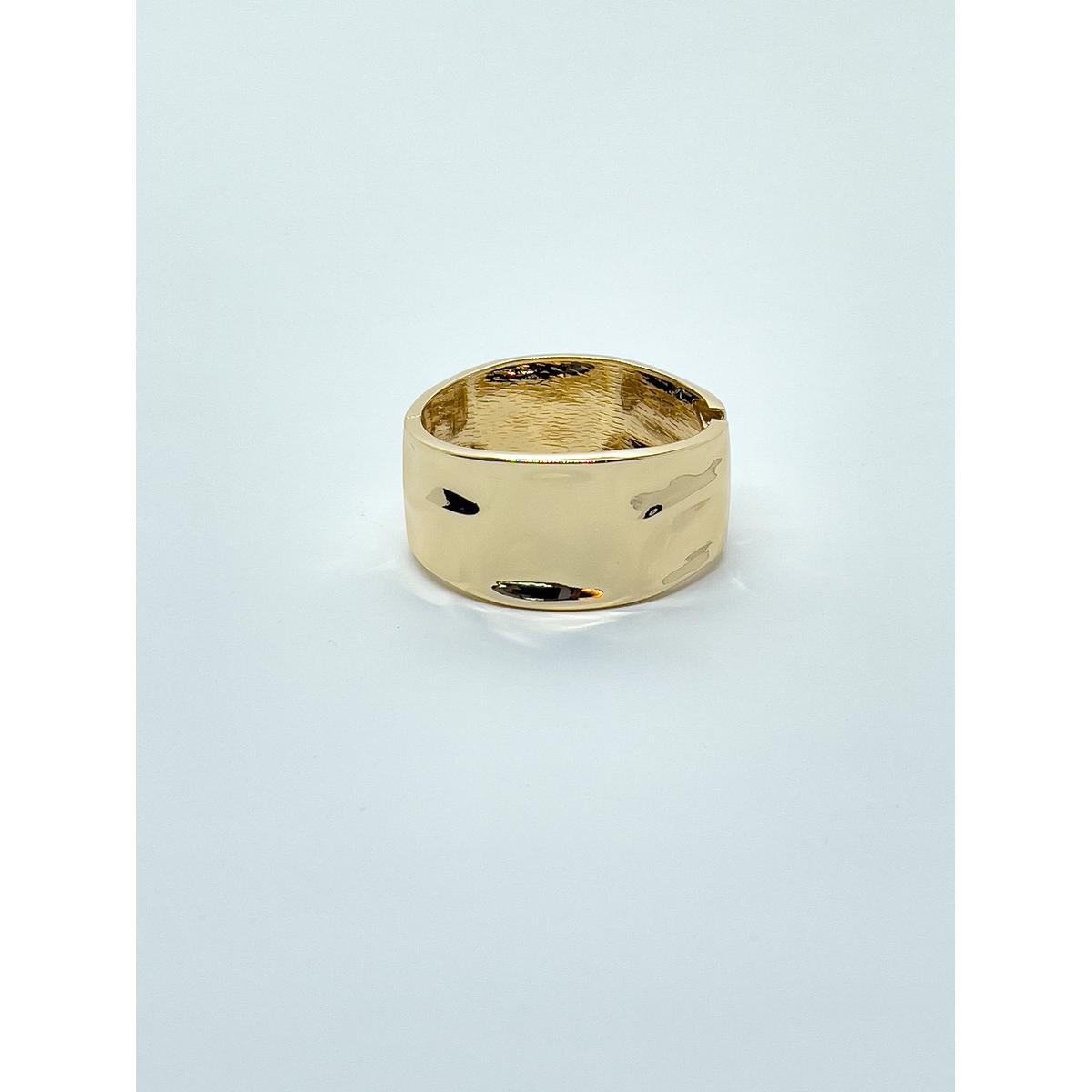 Koroshi - Pulsera rígida dorada con cierre para mujer, de zinc y hierro, acabado brillante, estilo joyería fina