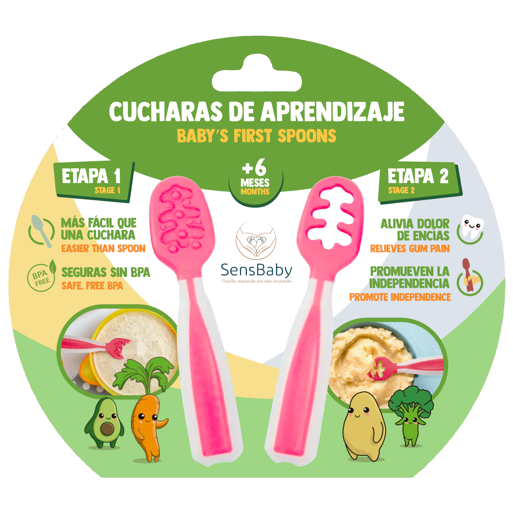 Cuchara Silicona Bebe - Utensilios para la alimentación, Cuchara Bebe, Cubiertos Bebe, Cuchara Bebe Aprendizaje, Cuchara Bebe Silicona, Precucharas Bebe Blw en 2 Etapas, Cucharas Bebe 6 Meses Recomendadas por Nutricionistas, SENSBABY