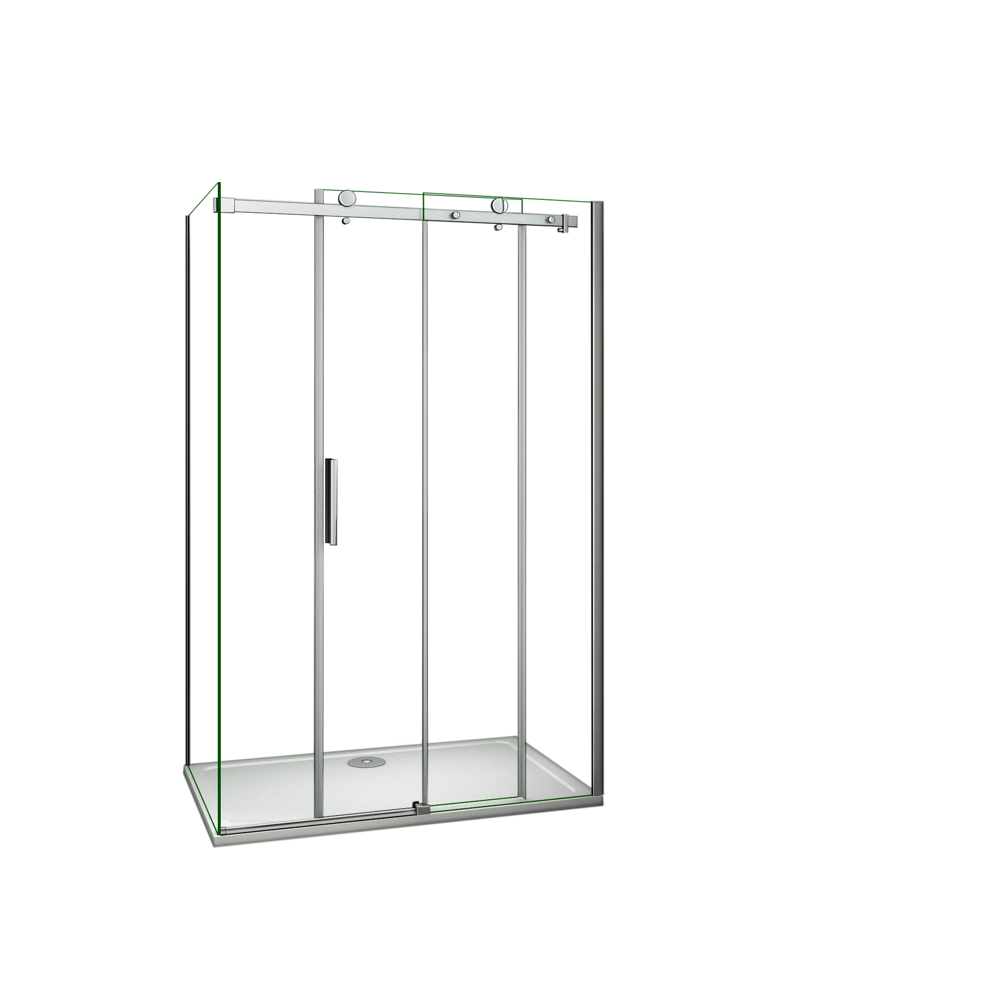 Mampara de Ducha Corredera Frontal+Panel Lateral,Perfil Cromado,Vidrio Templado 6mm,(1425-1445)x(783-803)x1950mm