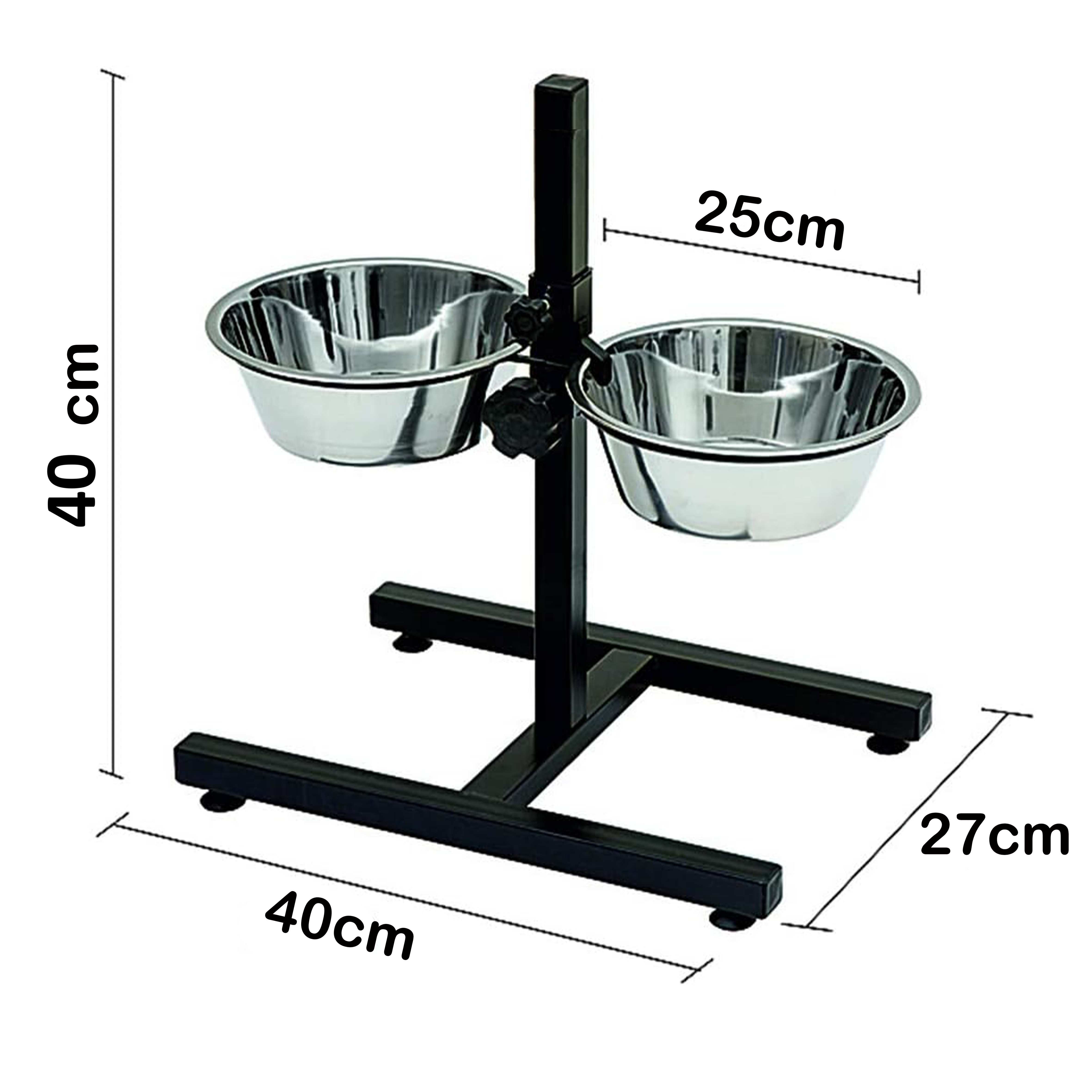 Comederos Bebedero para Perros y Mascotas de Acero Inoxidable con Pie Soporte, Juego de Cuencos Elevados de Altura Ajustable, disponible en 4 tamaños.