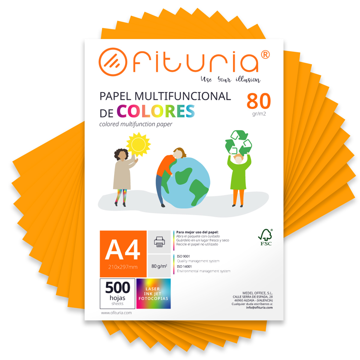 Folios de Colores, Packs de Hojas A4 80gr – Papel de Colores para Manualidades, Impresora, Scrapbooking – Folios Colores – Ideal Origami, Papiroflexia, Oficina y Escuela
