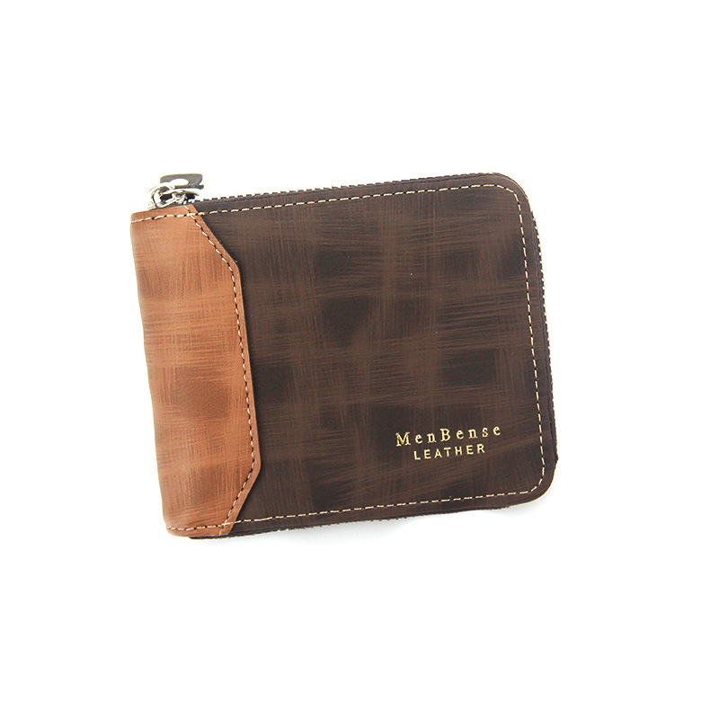 TK Nueva cartera para hombre, moderna, esmerilada, de gran capacidad, con cremallera, monedero, cartera de cadena corta para hombre