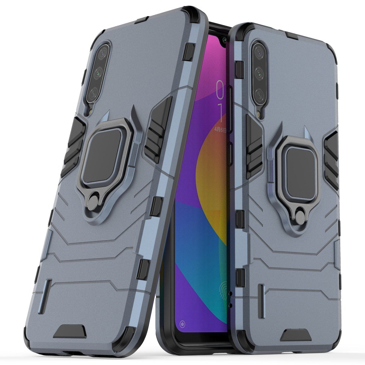 Max Power Digital Funda para móvil Xiaomi Mi A3 Carcasa Magnética con Anillo Imán Antigolpes Resistente Rígida Dura con Soporte [Tecnología de Absorción de Golpes] Perfecta Para Coche y Ver Multimedia Manos Libres