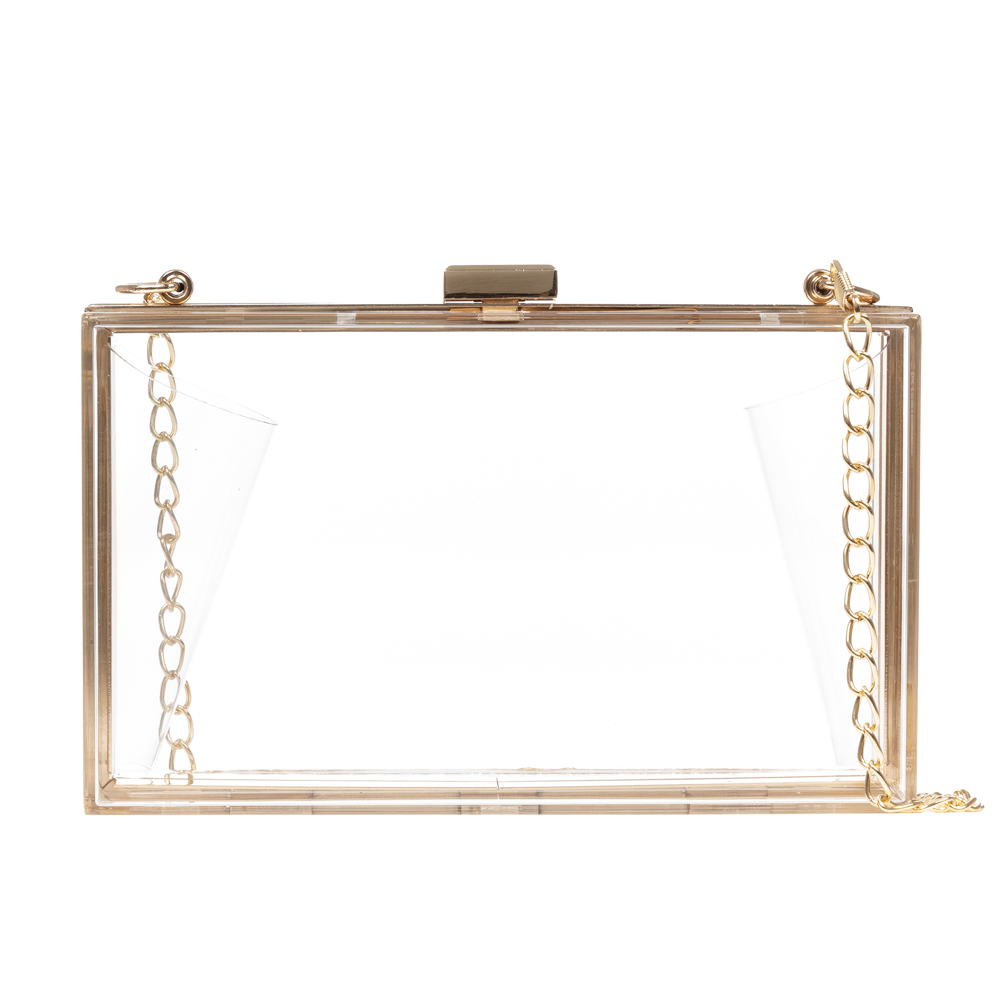 LIBELULLA. Villalfonsina bolso Clutch de mano, de metacrilato transparente con cadena