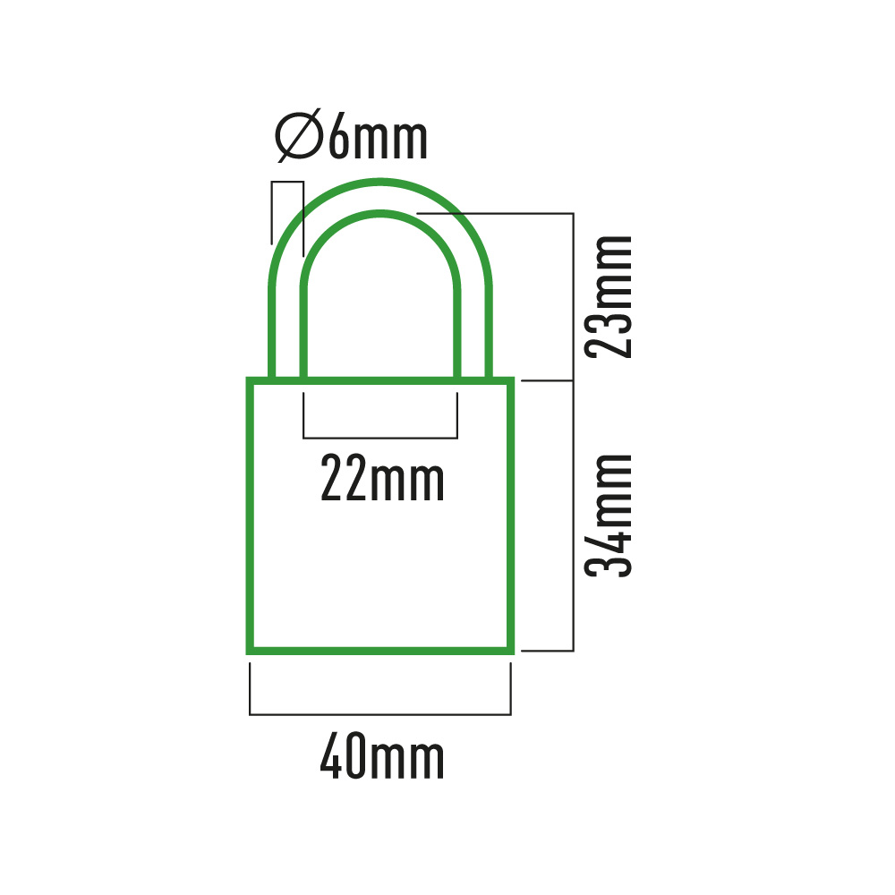 candado de laton arco normal 40x23mm blister edm