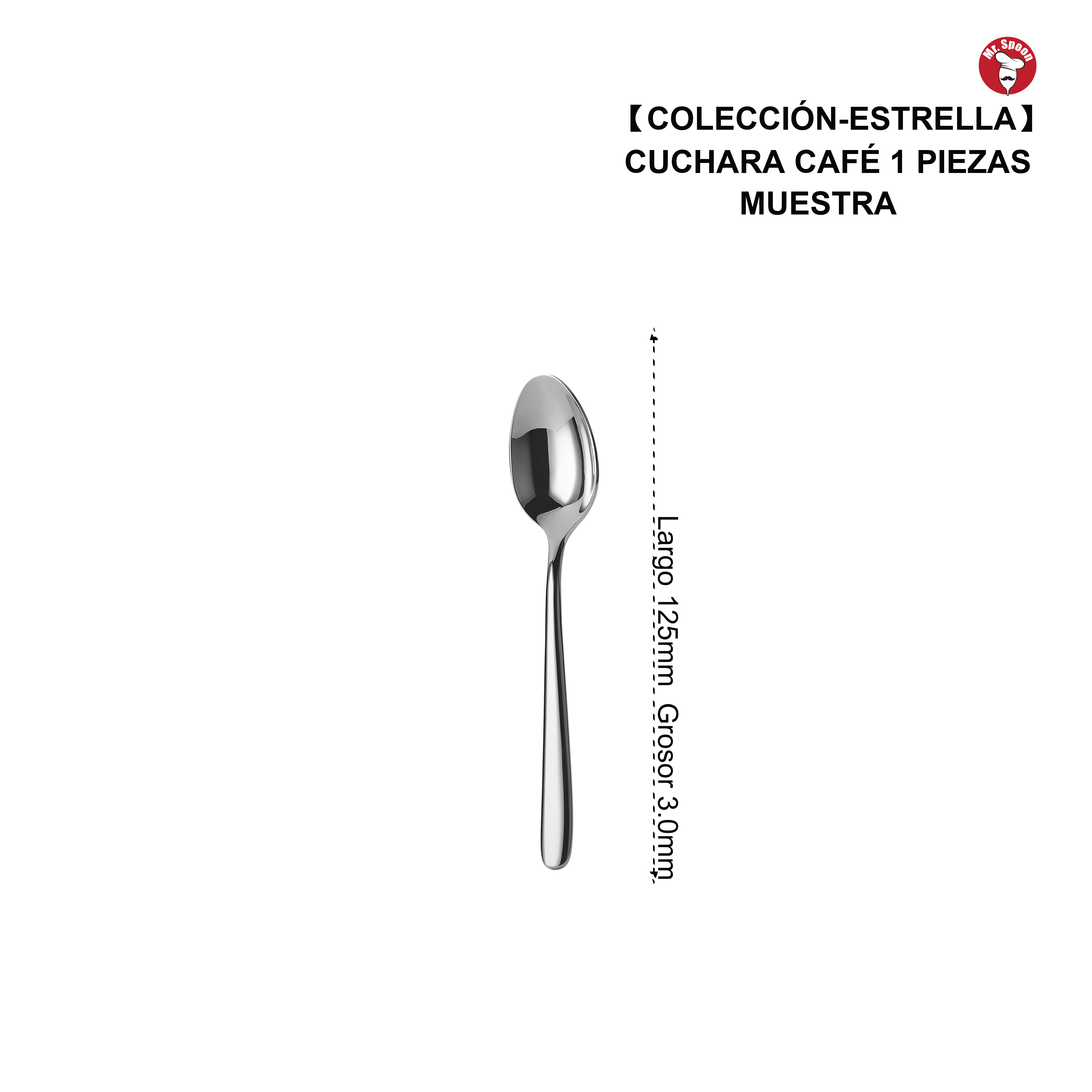 Cuchara de Café Premium Mr.Spoon Serie Estrella 125 mm Acero Inoxidable 18/10 Plateada, Alta Calidad, Resistente y Duradera, Ideal para Café y Espresso, Apta para Lavavajillas, Venta Mayorista para Hostelería, Restaurante y Hotel