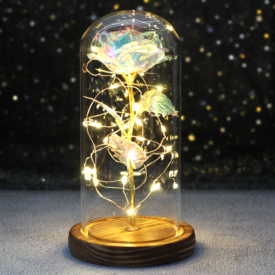 TK Rosa De Boda Con LED Galaxia Enchanted Con Luces En Domos Regalo De San Valentín Para Madre Para Navidad Estilo Belleza Y Bestia