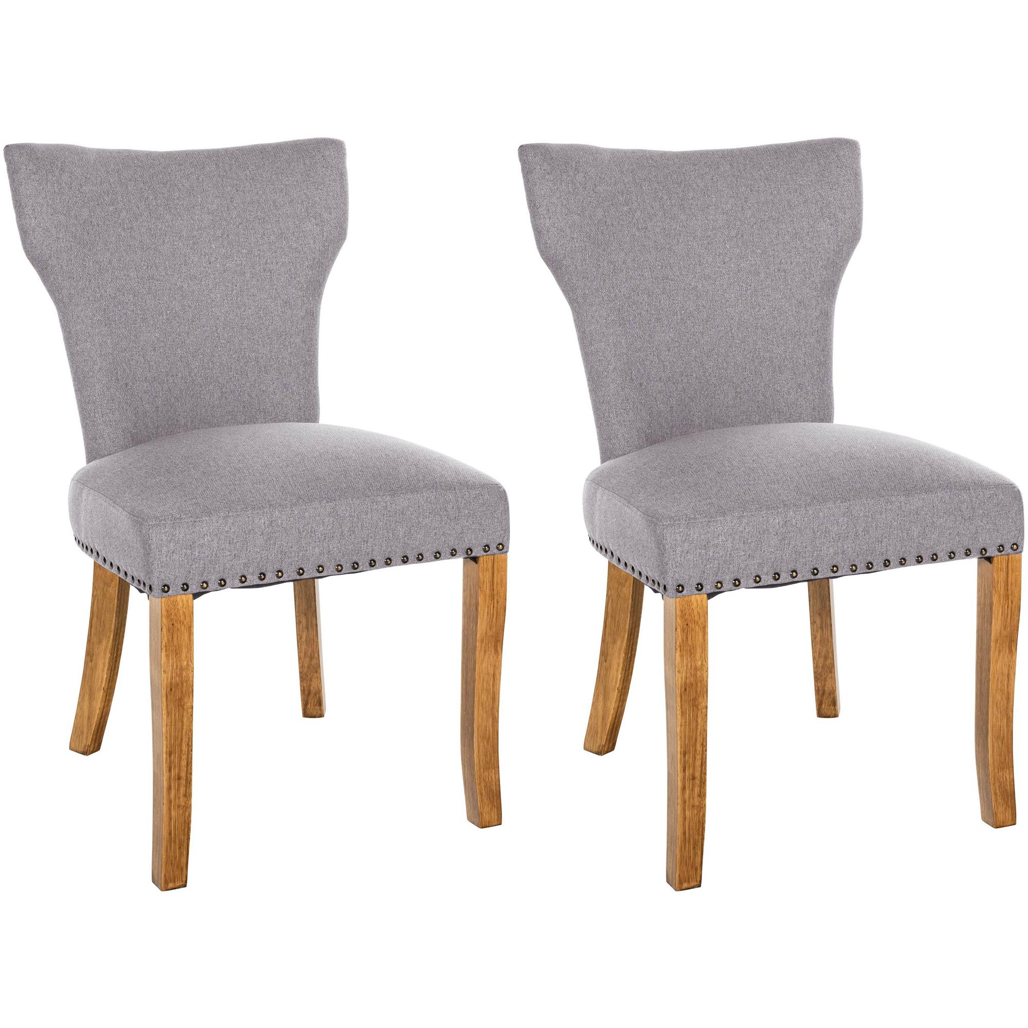 Set de 2 sillas de comedor Zadar en tela Gris,Antiguo claro