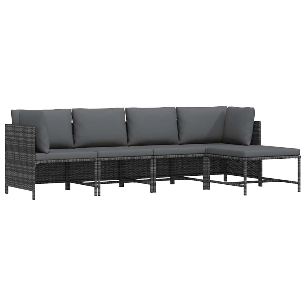 vidaXL Set de muebles de jardín 4 pzas y cojines ratán sintético gris