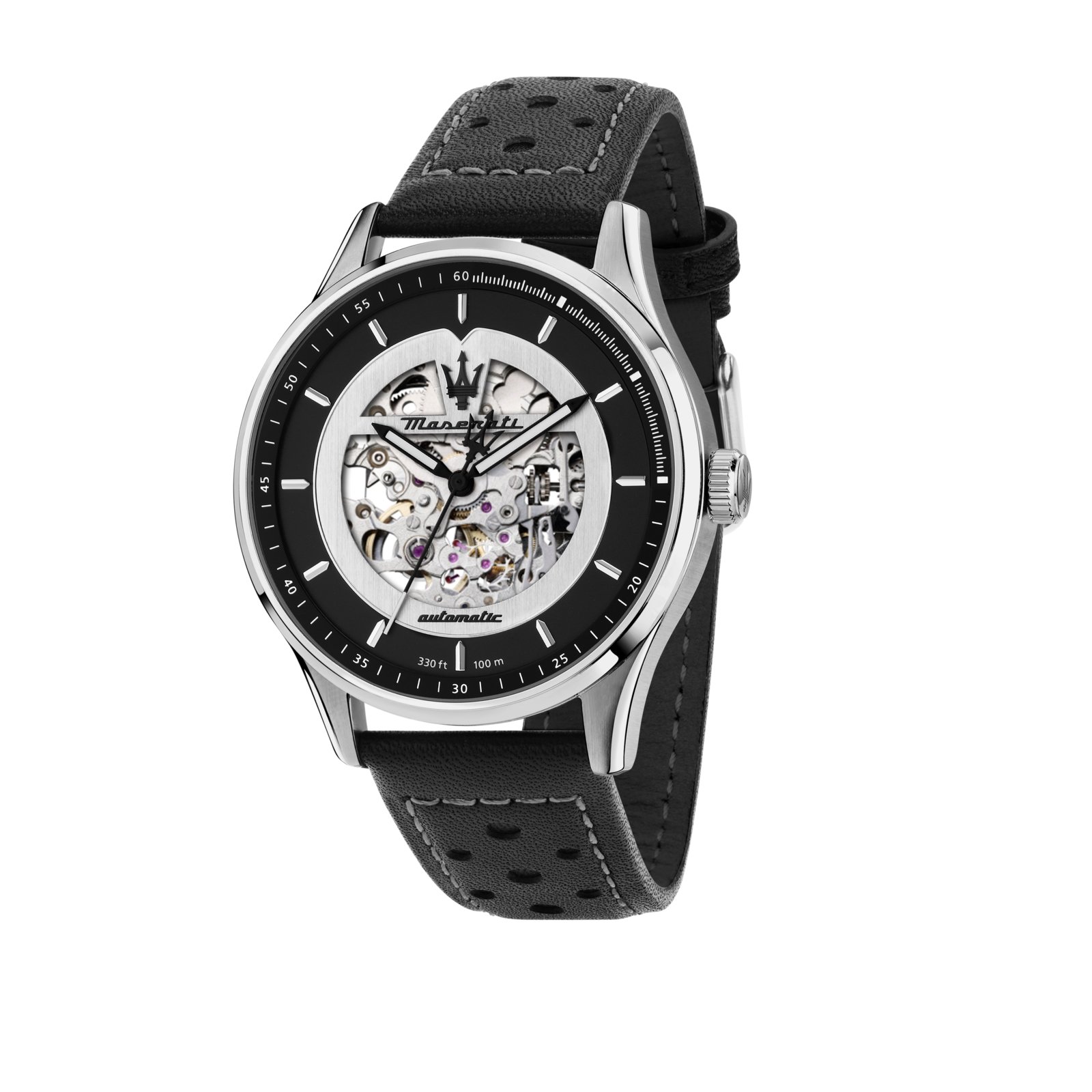 Maserati Reloj Hombre Caja De Acero Pulsera Genuine Leather De Color Negro Resistente Al Agua 10 Atm R8821124004