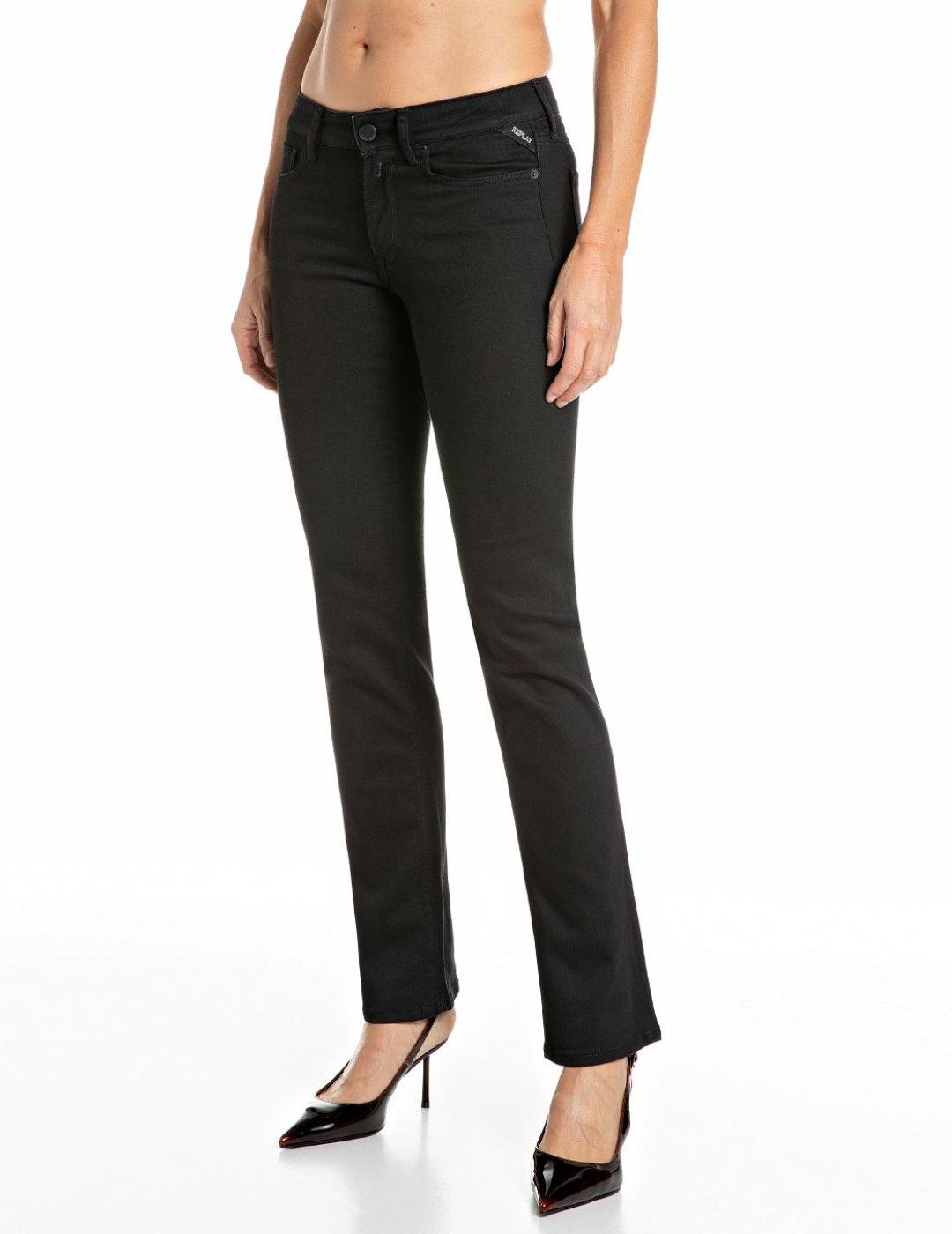 Pantalón vaquero Replay Newluz bootcut negro para mujer