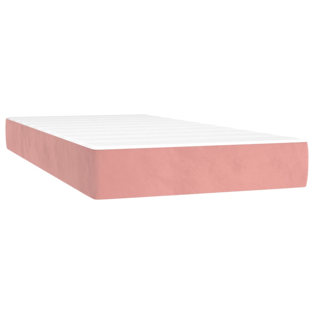 vidaXL Colchón de muelles ensacados firmeza media terciopelo rosa 100x200x20 cm