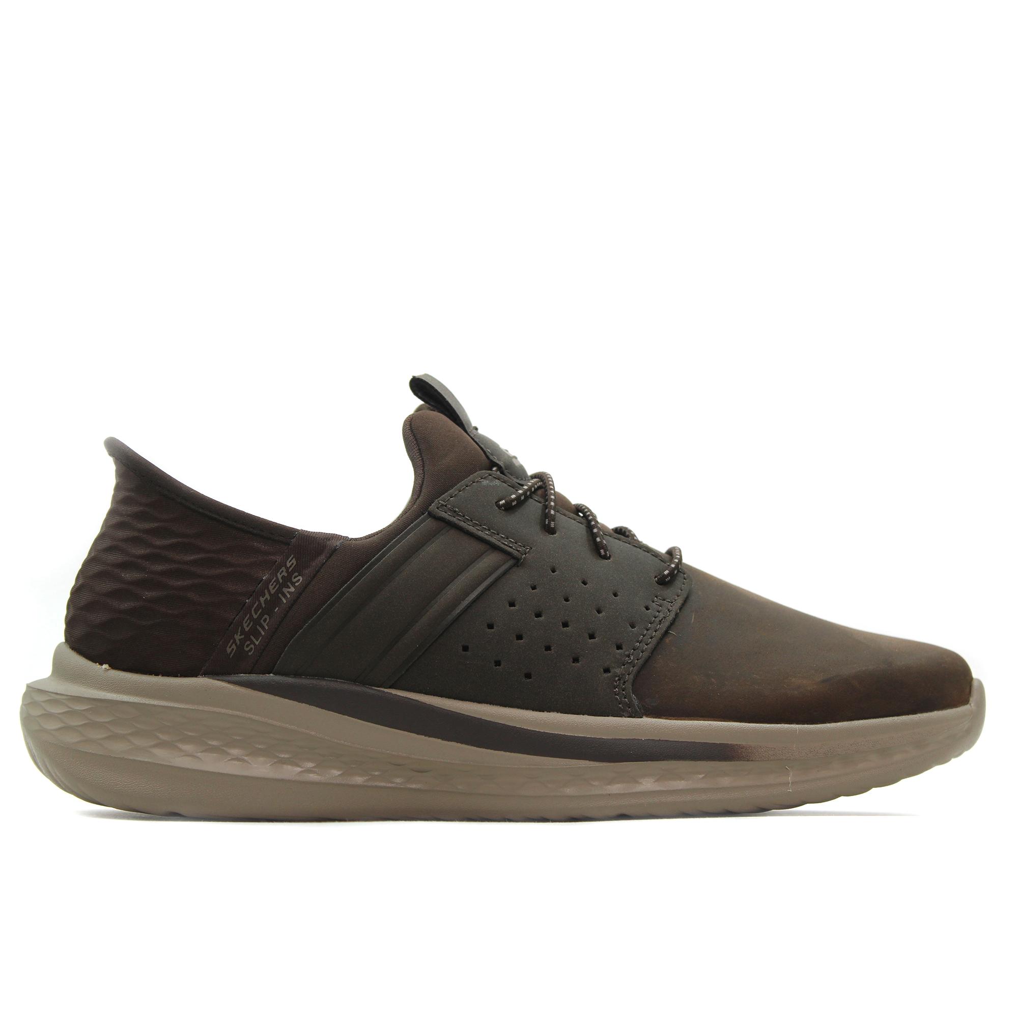 Skechers 210828 Zapato casual de cordones elásticos,blucher de piel y tela,suela de goma,color liso para caballero