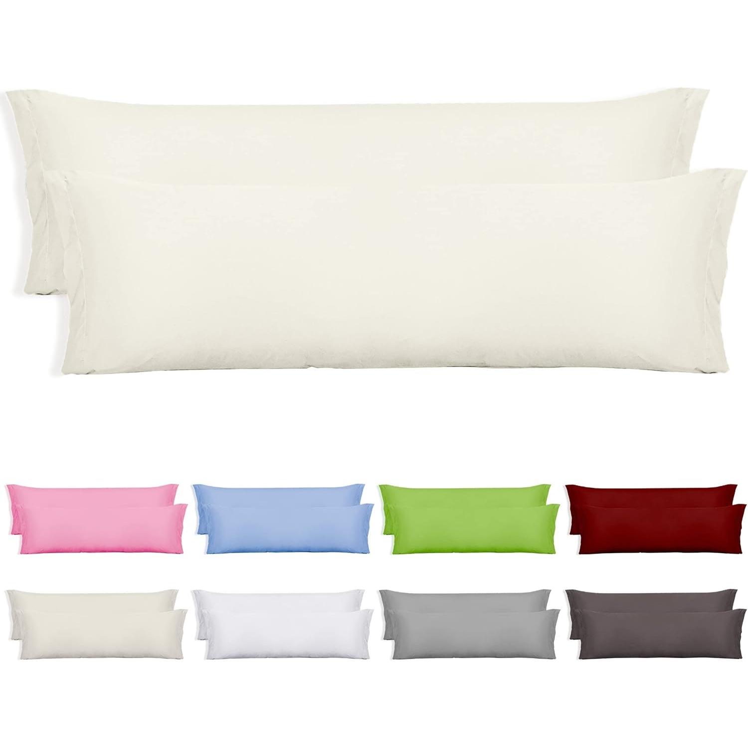 Juego de 2 Fundas Almohada en forma de sobre Largo, Poliéster Transpirable y Suave, Sin Cremallera.