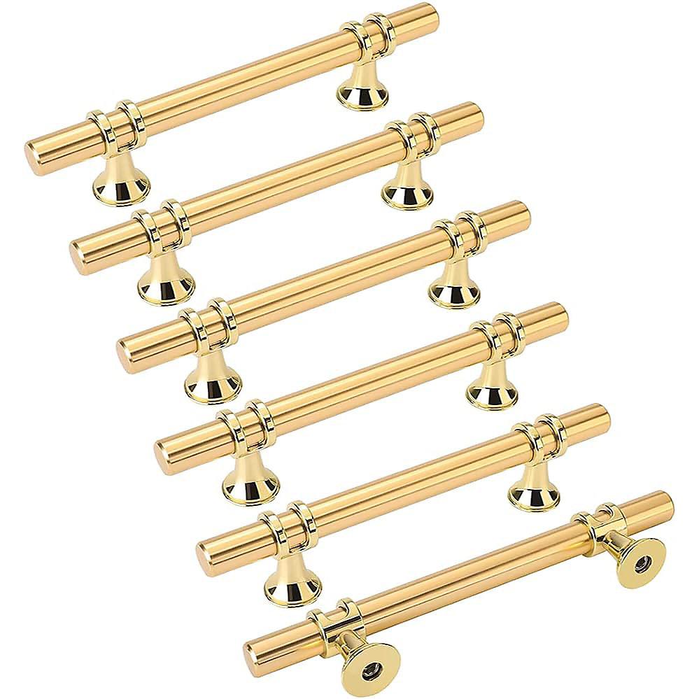 CA Manijas de gabinete doradas de 6 piezas, manija dorada - manija de puerta de cocina, tirador de cajón, manijas de muebles de latón dorado