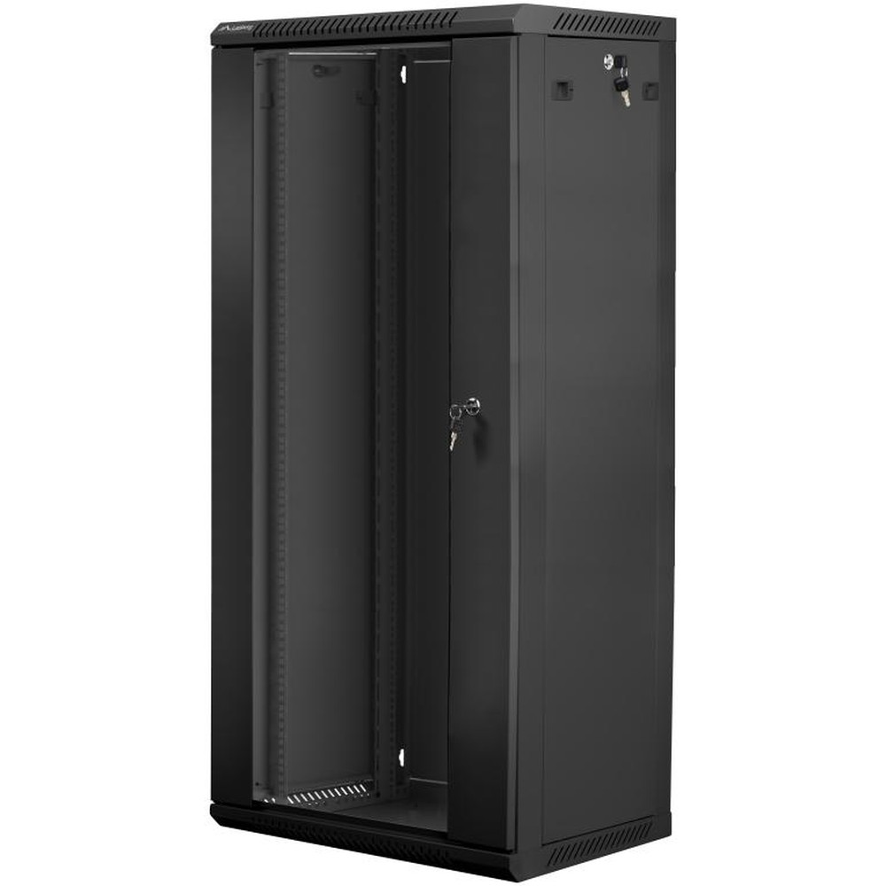 Armario Rack Lanberg WF01-6427-10B 27U Wallmount 19" 60kg Acero Negro Vidrio Templado IP20
