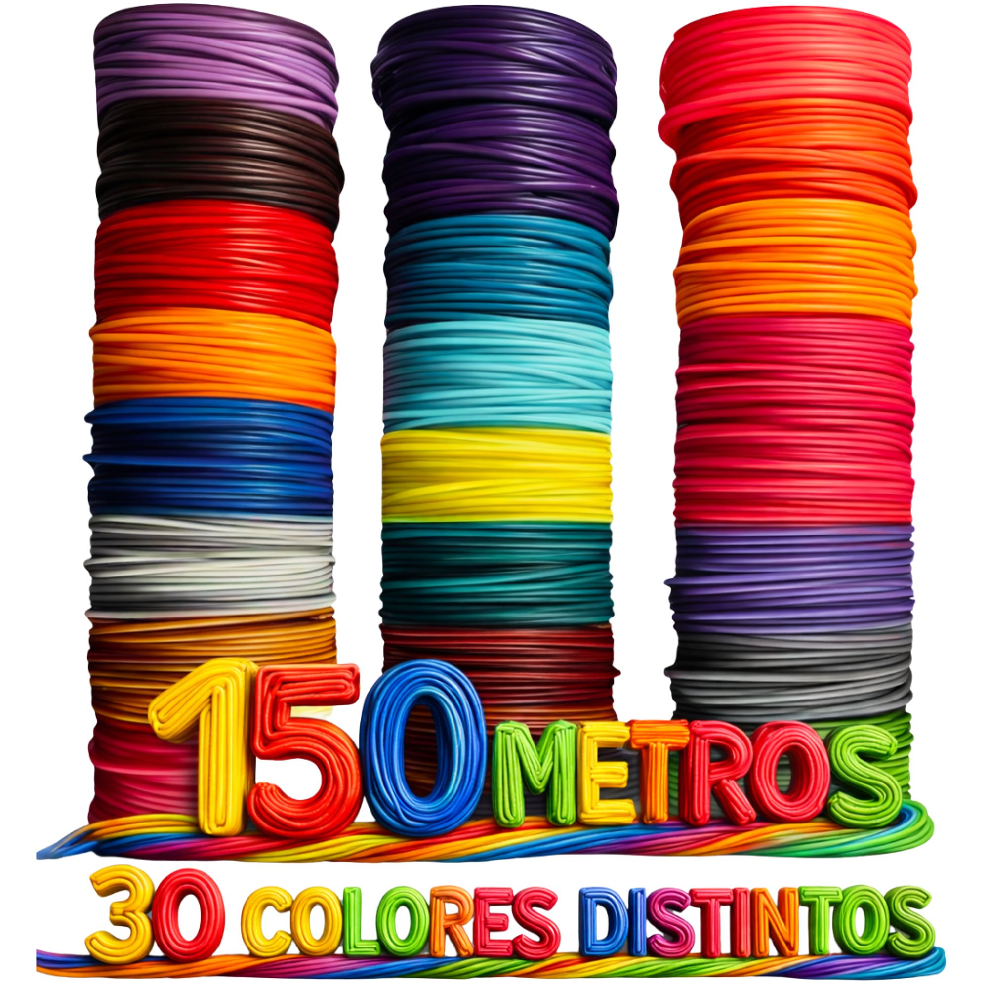 CAELLUMA - Filamento PLA 1,75 mm para lápiz 3D y impresora 3D - Caja con 20 o 30 colores - 100 150 y 200 metros en total - Incluye plantillas y accesorios en una de las opciones de 200 metros