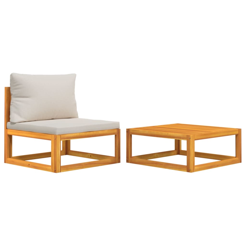 Vidaxl Sofás de Jardín 2 Pzas con Cojines Madera Maciza Acacia Taupé