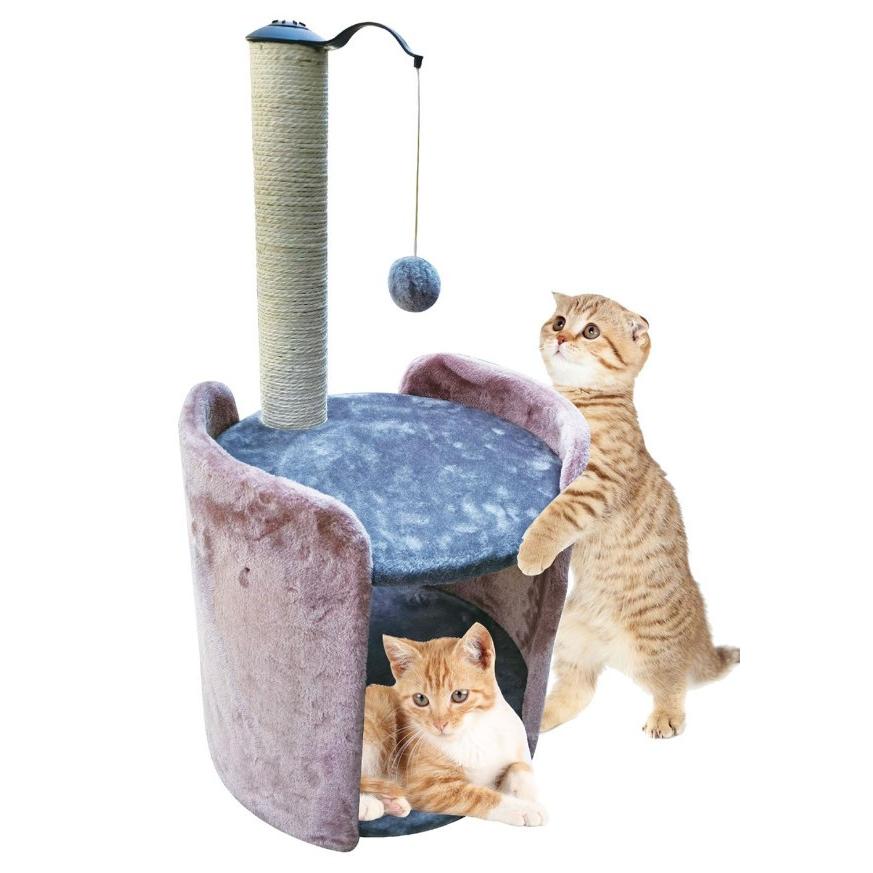 Rascador para Gatos con Cama y Poste con Pelota de Felpa