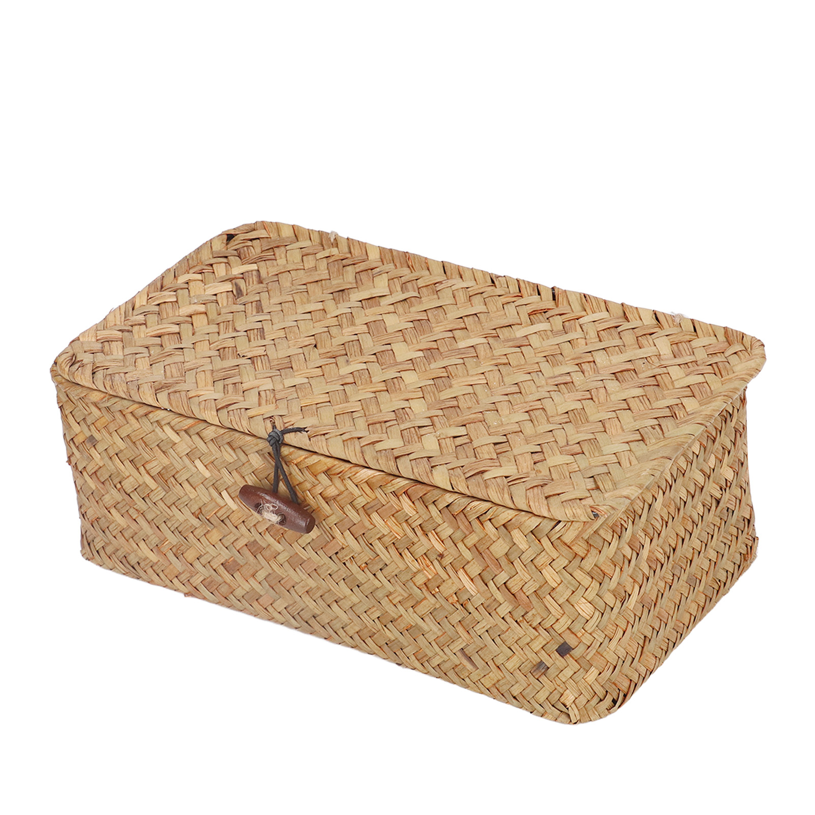 TK Natural SeagraStorage Basket Woven Rectangular Shelf Basket Bwith Lids Desktop Organizer
