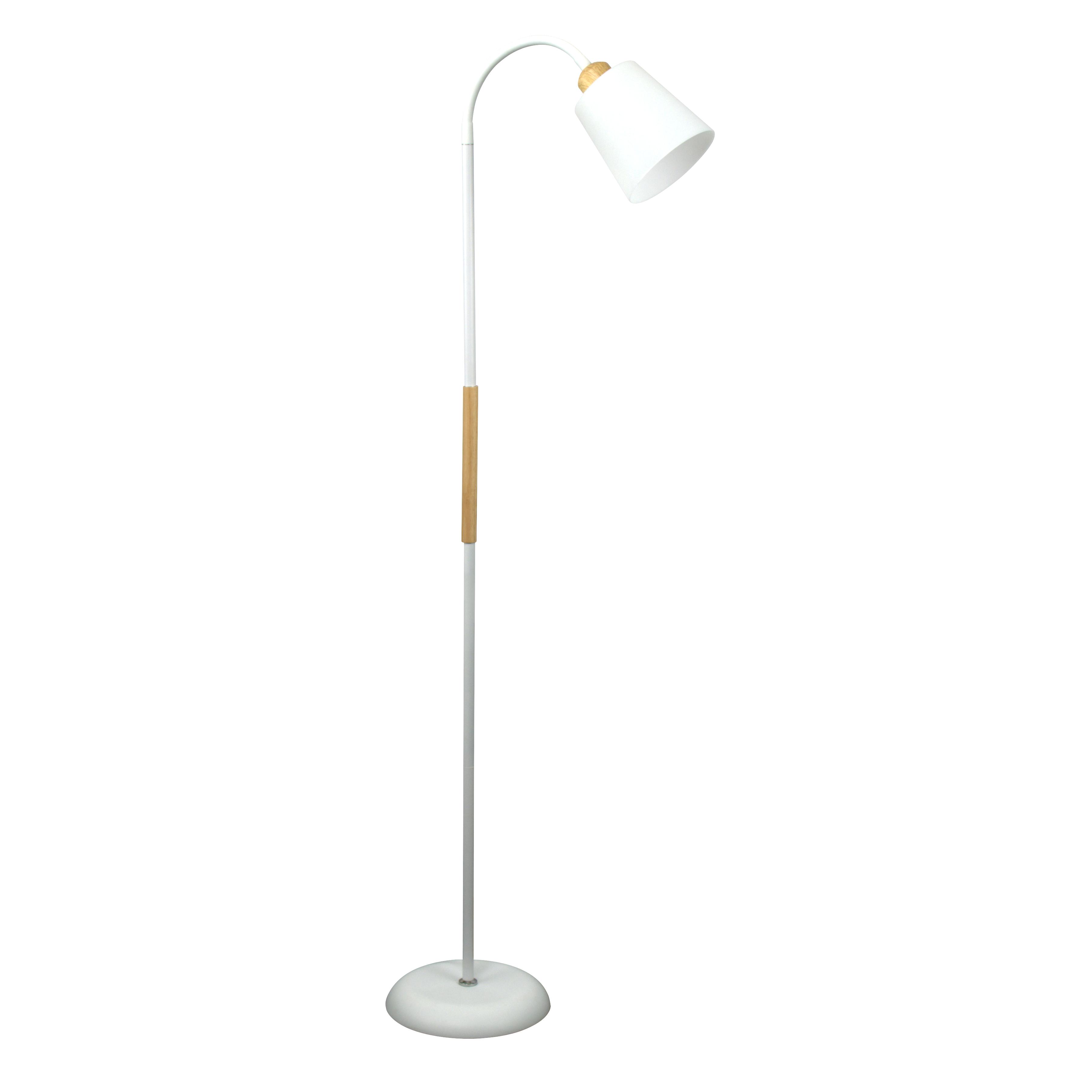 BEL AIR HOME - Pie de Salón SWEDEN - 1xE27 - diseño nórdico - brazo orientable y detalles en madera - lámpara de lectura y comedores, portalámparas E-27