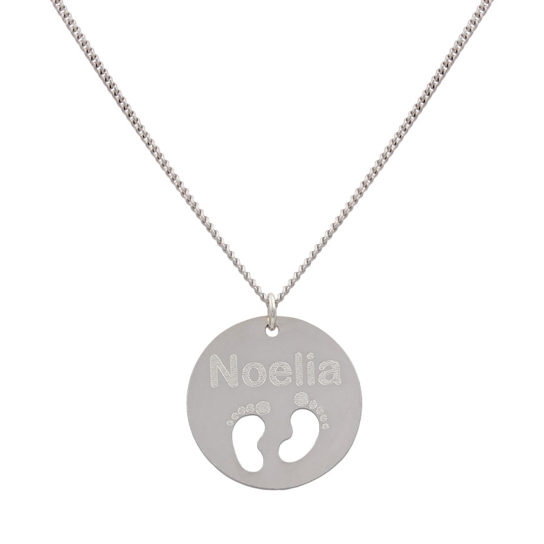 Gargantilla Personalizada Con Nombre Colgante Pies De Plata