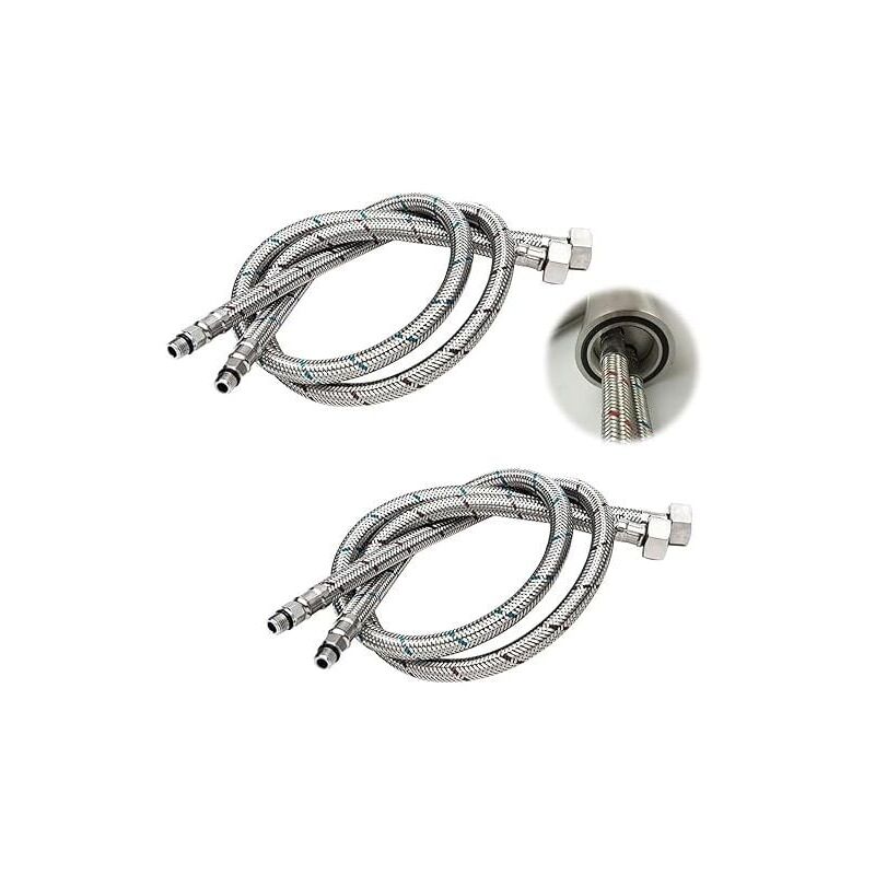 CA Manguera de conexión para grifo de agua G 3/8 DN6 de 80 cm de largo, rosca de compresión, tubo flexible de agua, 2 unidades (1 par)
