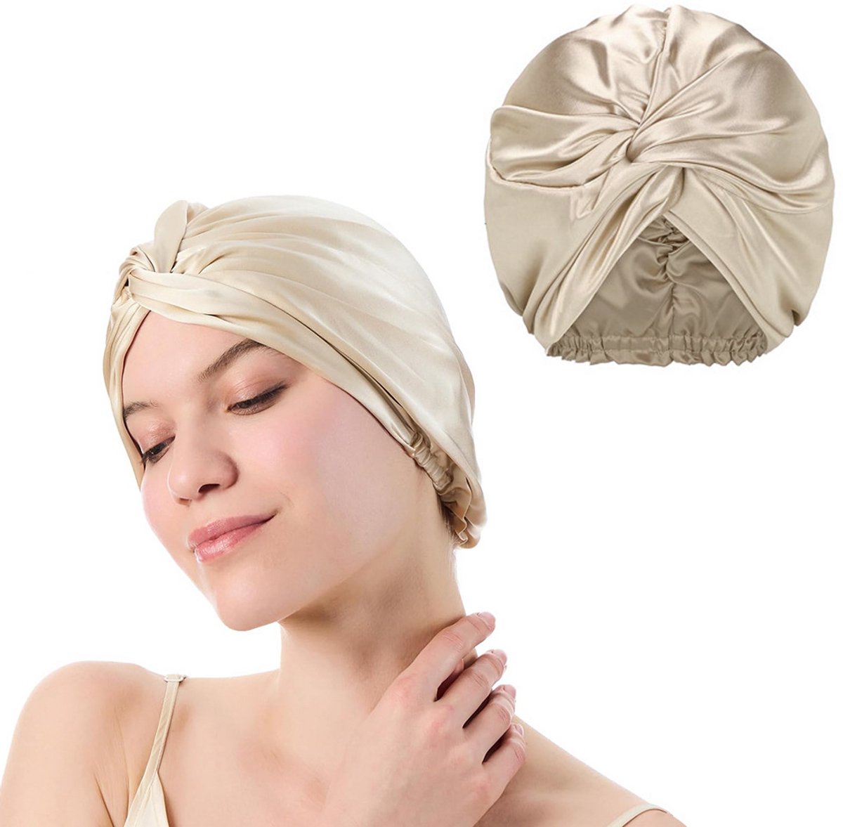 Gorro de satén para dormir - Gorro - Gorro de seda para dormir - 19 Momme - Gorro de seda - Gorro de satén - Gorro para dormir - Mujer - Gorro de noche de satén - Cuidado del cabello - Gorro para dormir - Redecillas para el cabello - Cabello suave y radia