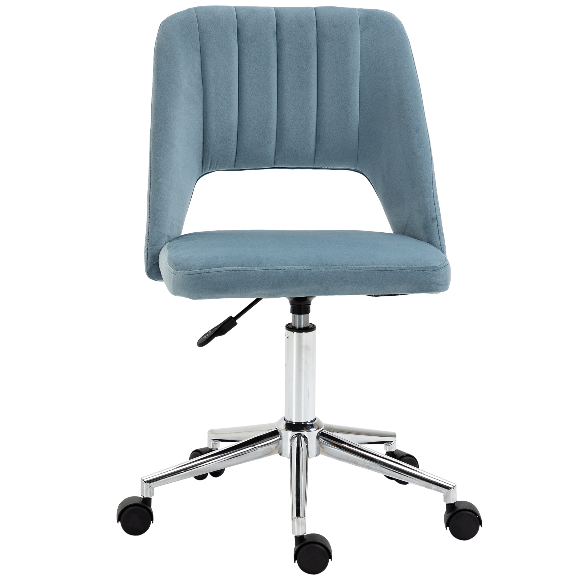 Vinsetto silla de oficina silla giratoria silla de escritorio regulable en altura giratoria 360° forma de vieira con diseño de línea de costura espuma de poliéster aterciopelado 49 x 60 x 79-91 cm