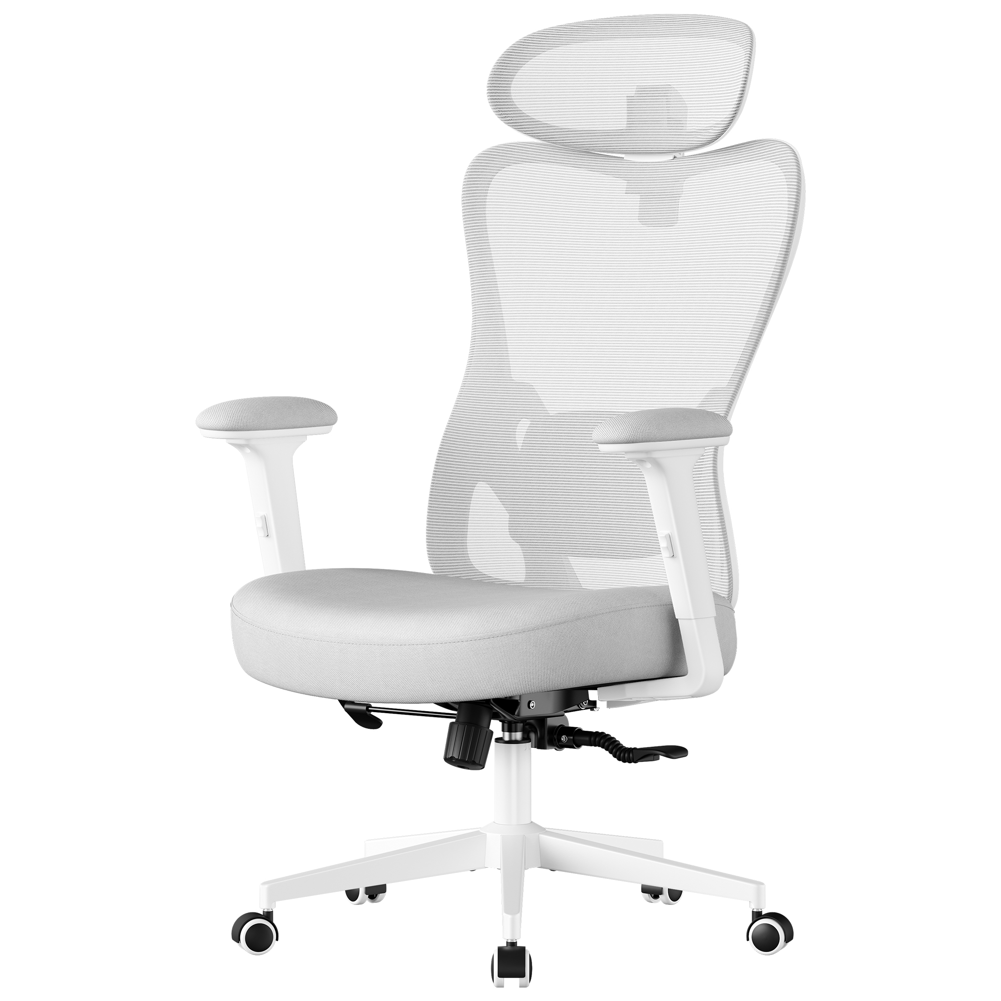 SONGMICS Silla de Oficina Ergonómica, Silla de Escritorio, con Reposacabezas y Soporte Lumbar Ajustables, Carga de 150 kg, Altura Ajustable, Negro Tinta/Gris Paloma/Beige Arena