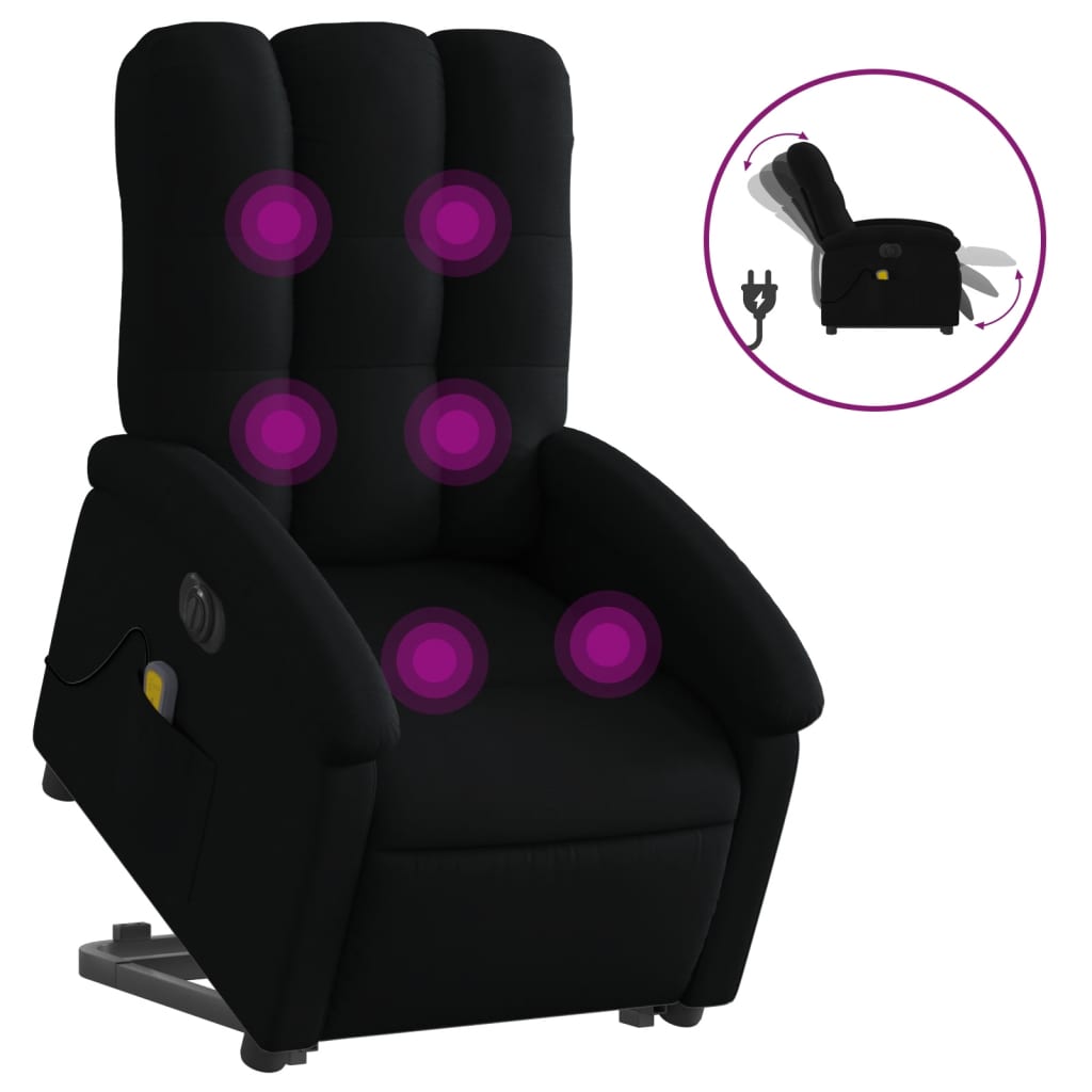 Vidaxl Sillón Masaje Eléctrico Reclinable Elevable Tela Gris Claro