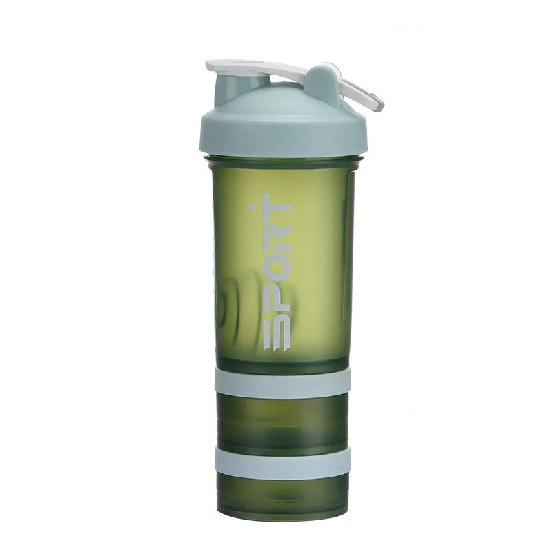Botella De Deporte 500ML 3 Capas Para Proteína Y Agua Portátil Y Resistente Al Desbordamiento Plástico Libre De BPA Para Viajes Al Aire Libre